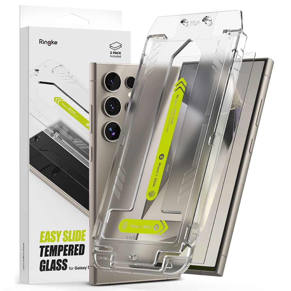 Калъф за Samsung Galaxy S24 Ultra (комплект от 2) - Ringke Easy Slide Tempered Glass - Прозрачен