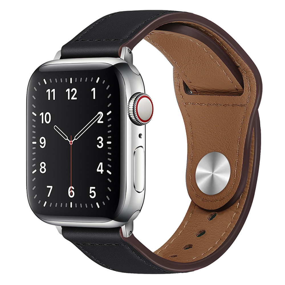 Мъжка каишка Apple Watch за Apple Watch 1/2/3/3/4/4/5/5/5/6/6/7/8/9/9/10/10/11/SE/SE 2/SE 3/Ultra/Ultra 2/Ultra 3 (42/44/45/46/49/49 мм) - Каишка за часовник Techsuit (W033) - Черна