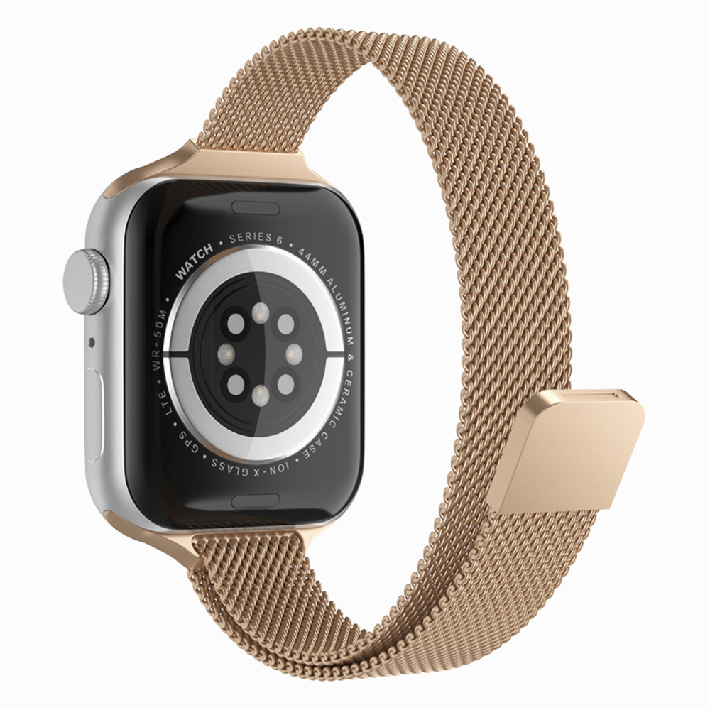 Каишка за Apple Watch 1/2/3/3/4/4/5/5/5/6/6/7/8/7/8/9/9/10/10/11/SE/SE 2/SE 3 (38/40/41/42 мм) - Каишка за часовник Techsuit (W034) - злато