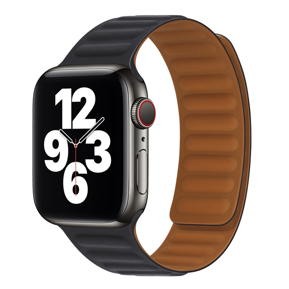 Каишка за Apple Watch 1/2/3/3/4/4/5/5/5/6/6/7/8/7/8/9/9/10/11/SE/SE 2/SE 3/Ultra/Ultra/Ultra 2/Ultra 3 (42/44/45/46/49 мм) - Каишка за часовник Techsuit (W035) - Черен