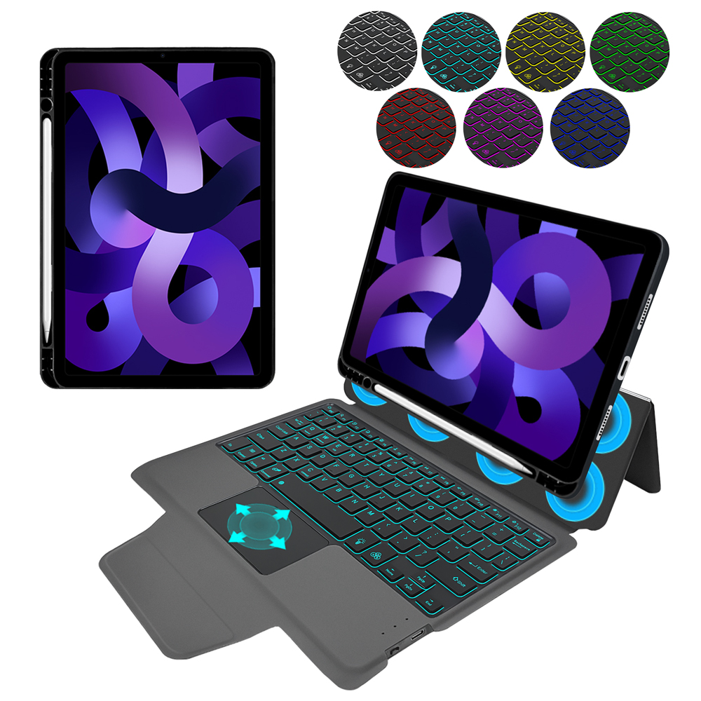 Калъф с клавиатура за iPad Air 4 (2020) / Air 5 (2022) + капак - Techsuit KeyTab Pro - Черен