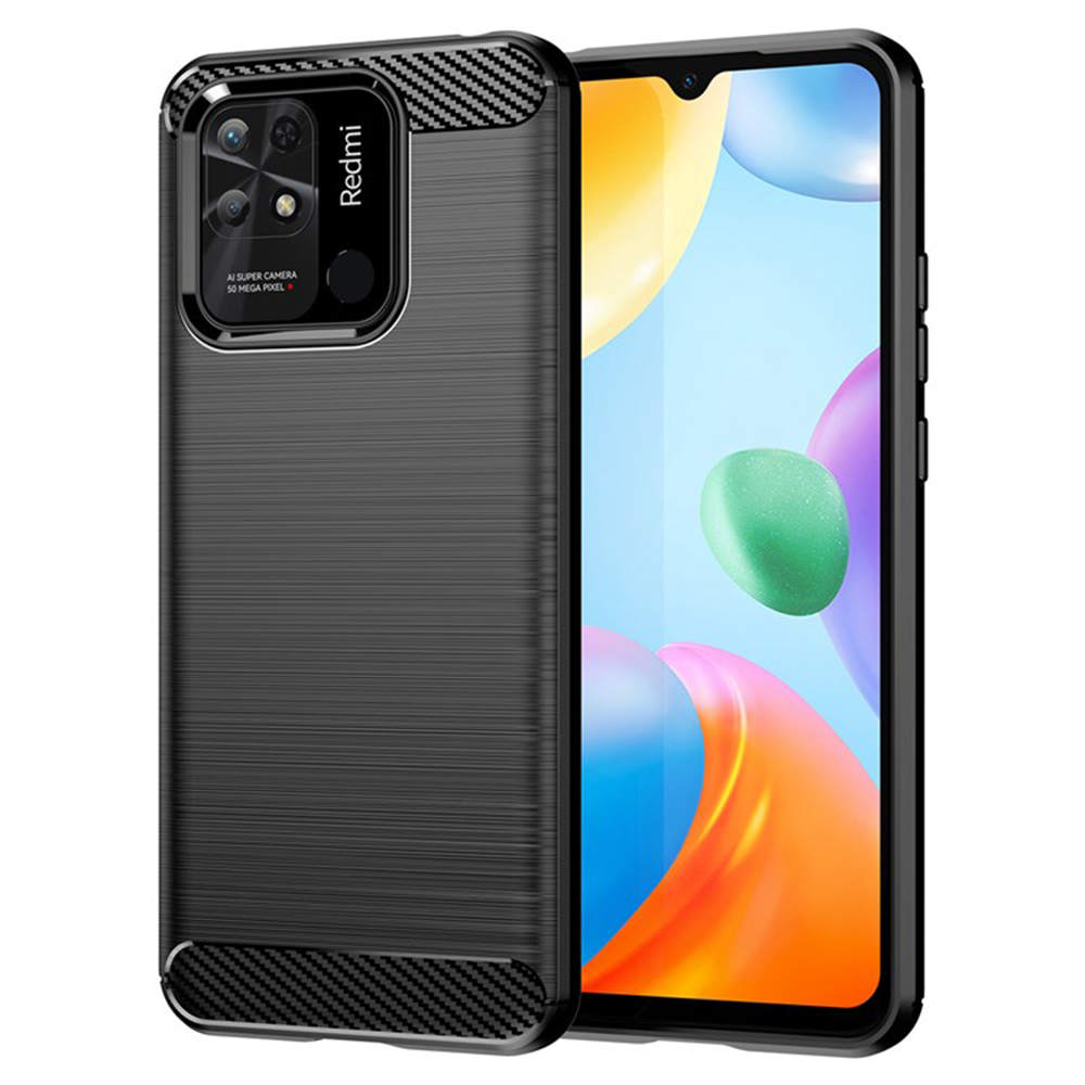 Калъф за Xiaomi Redmi 10C - Techsuit Carbon Silicone - Черен