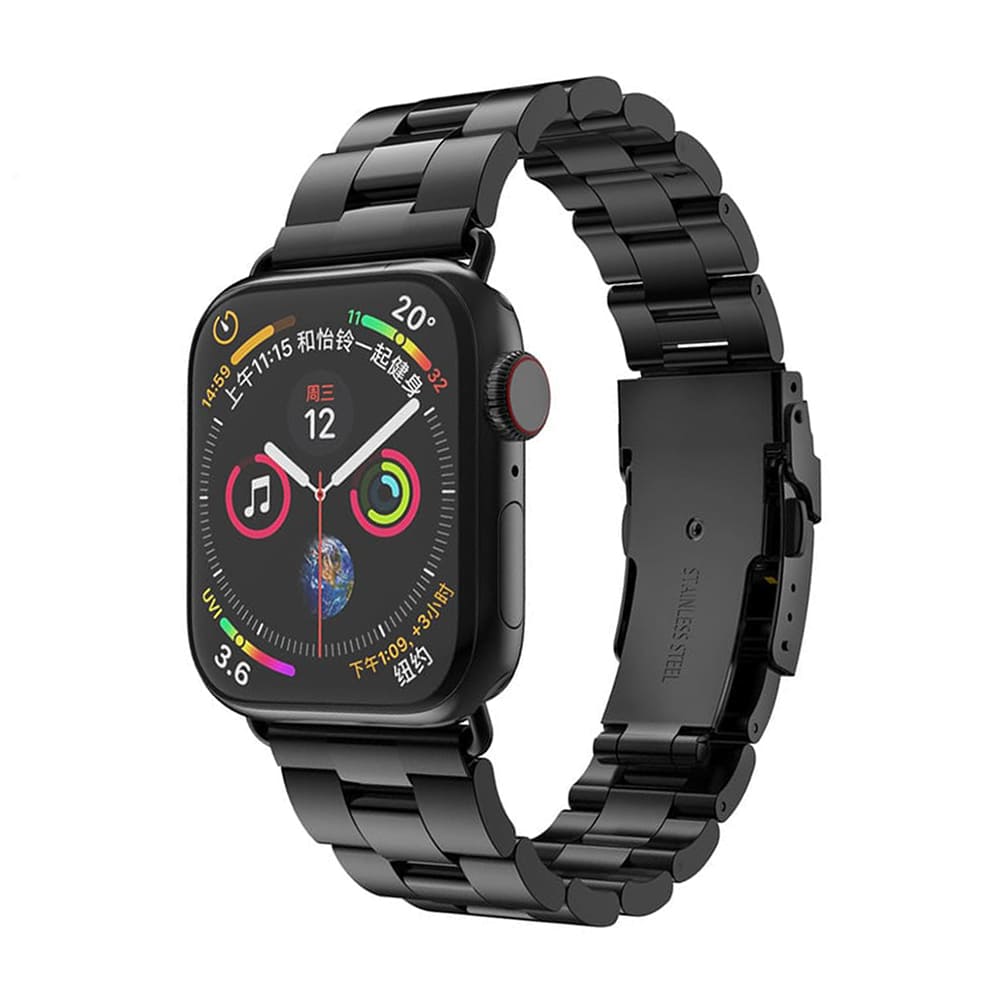 Каишка за Apple Watch 1/2/3/3/4/4/5/5/5/6/6/7/8/7/8/9/9/10/11/SE/SE 2/SE 3/Ultra/Ultra/Ultra 2/Ultra 3 (42/44/45/46/49 мм) - Каишка за часовник Techsuit (W036) - Черен