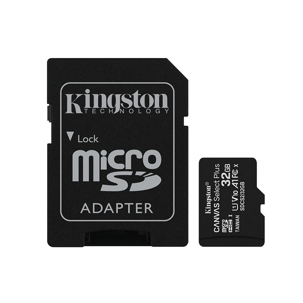 Карта памет с адаптер, 32GB - Kingston Canvas Select Plus (SDCS2/32GB) - Черен