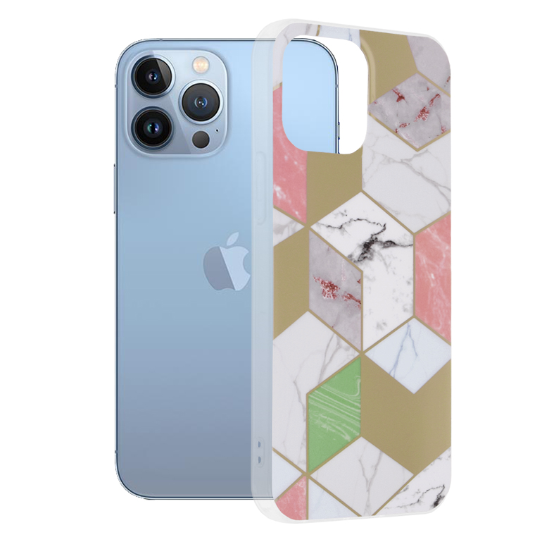 Калъф за iPhone 13 Pro Max - Techsuit Marble Series - Лилав Hex