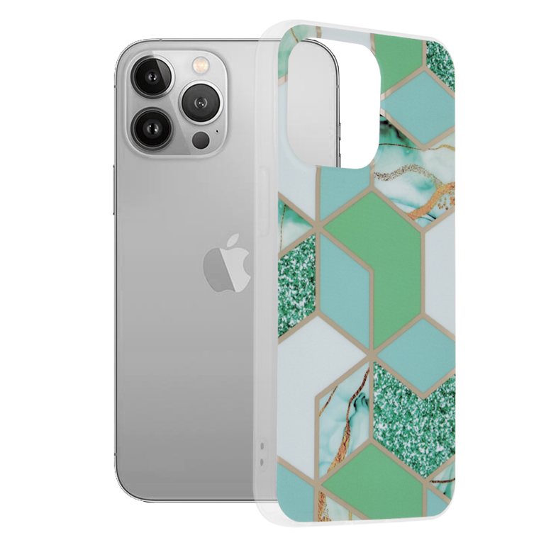 Калъф за iPhone 13 Pro - Techsuit Marble Series - Зелен Hex