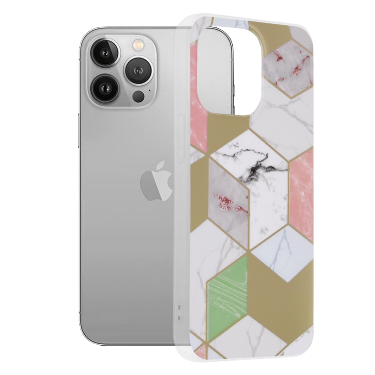 Калъф за iPhone 13 Pro - Techsuit Marble Series - Лилав Hex