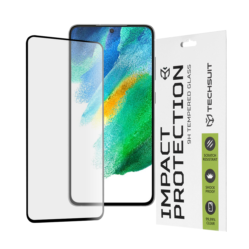 Капак за Samsung Galaxy S21 FE 5G - Techsuit 111D Full Cover / Full Glue Glass - Черен