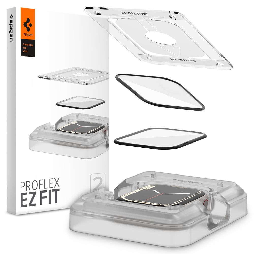 Калъф за Apple Watch 7/8/9 (45 мм) (комплект 2) - Spigen ProFlex EZ Fit (AFL04051) - Черен