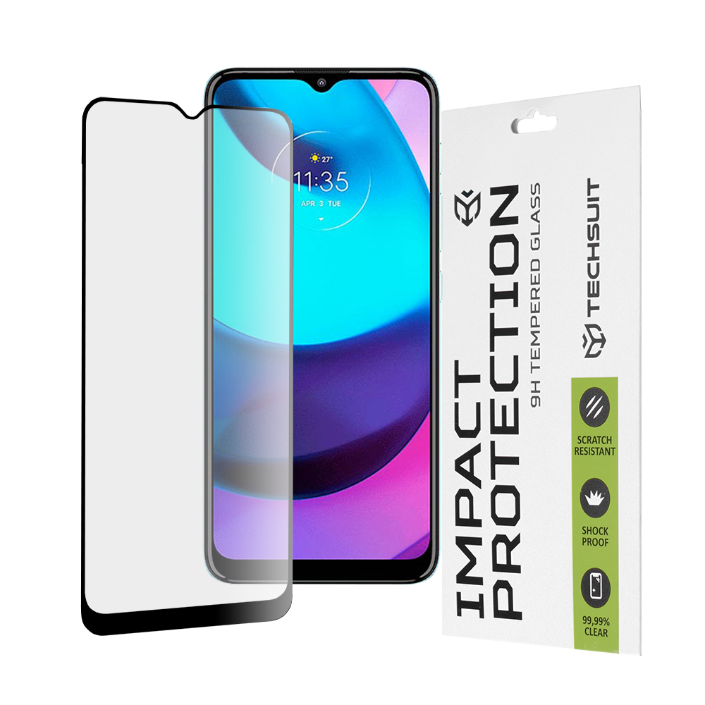 Капак за Motorola Moto E20 - Techsuit 111D Full Cover / Full Glue Glass - Черен