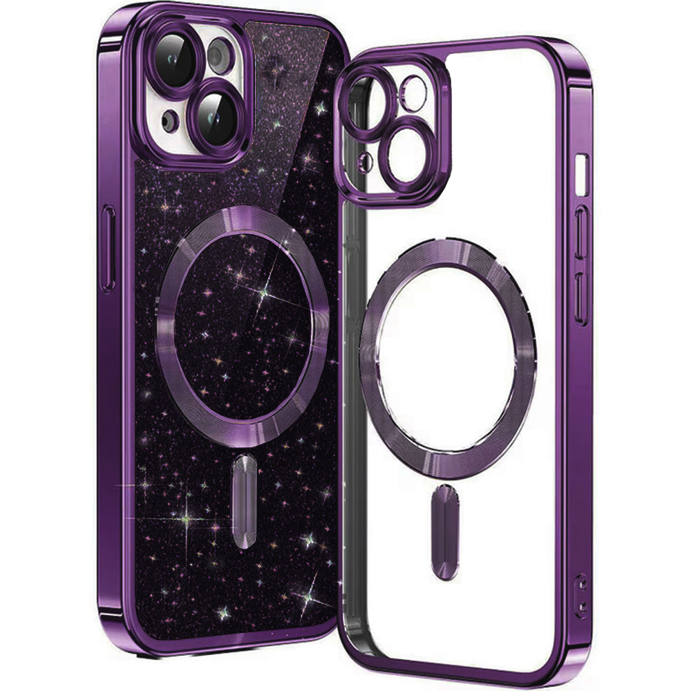 Калъф за iPhone 13 - Techsuit Luxury Glitter MagSafe - Deep Лилав