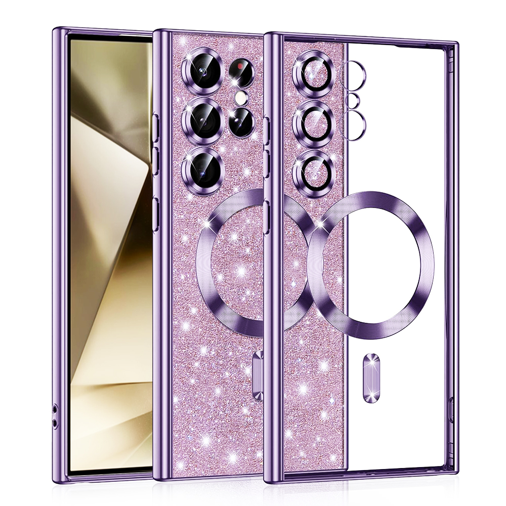 Калъф за Samsung Galaxy S24 Ultra - Techsuit Luxury Glitter MagSafe - Светло лилав