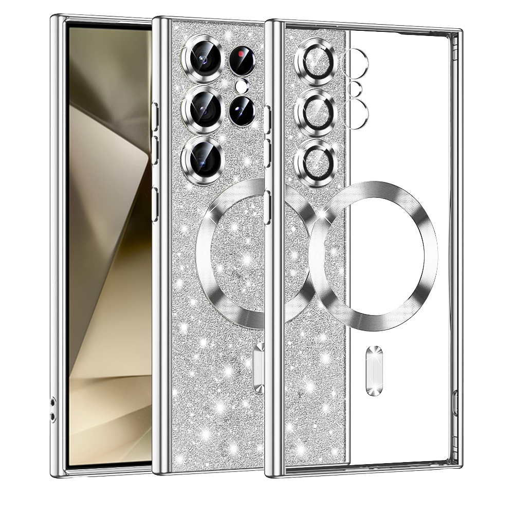 Калъф за Samsung Galaxy S24 Ultra - Techsuit Luxury Glitter MagSafe - Сребрист