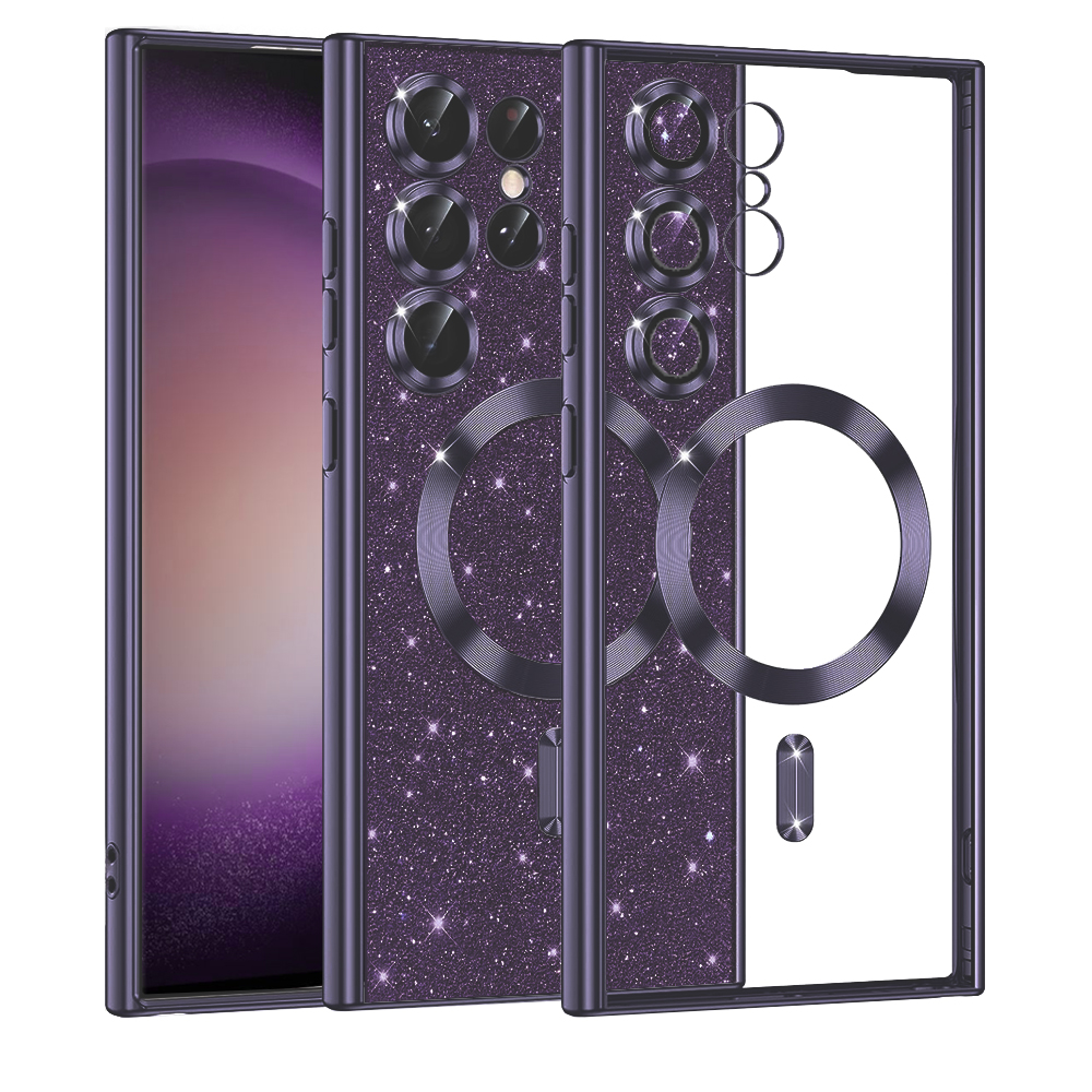 Калъф за Samsung Galaxy S23 Ultra - Techsuit Luxury Glitter MagSafe - Deep Лилав