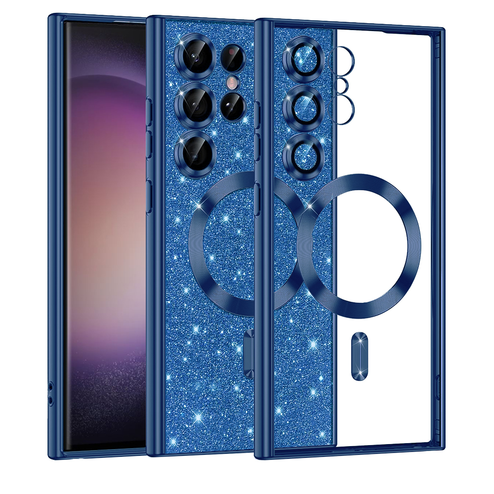 Калъф за Samsung Galaxy S23 Ultra - Techsuit Luxury Glitter MagSafe - Deep Син