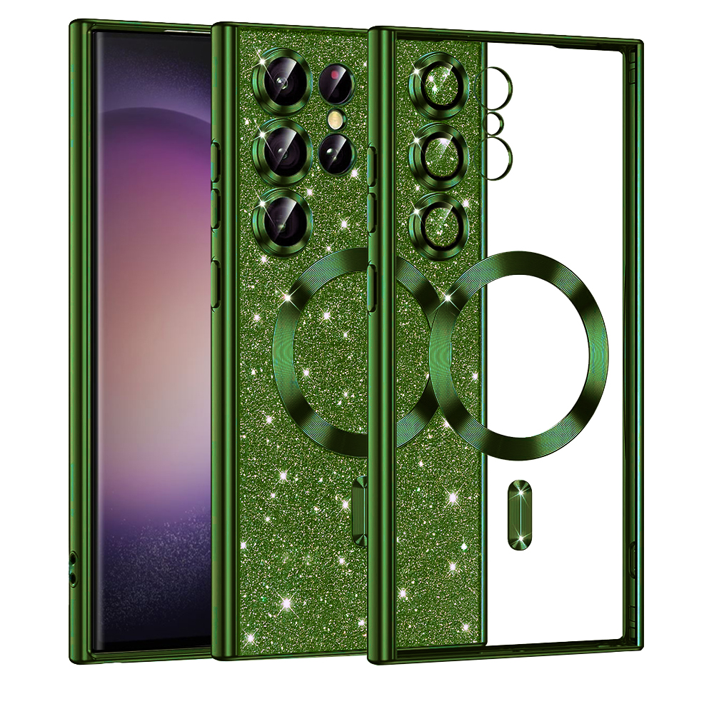 Калъф за Samsung Galaxy S23 Ultra - Techsuit Luxury Glitter MagSafe - Deep Зелен