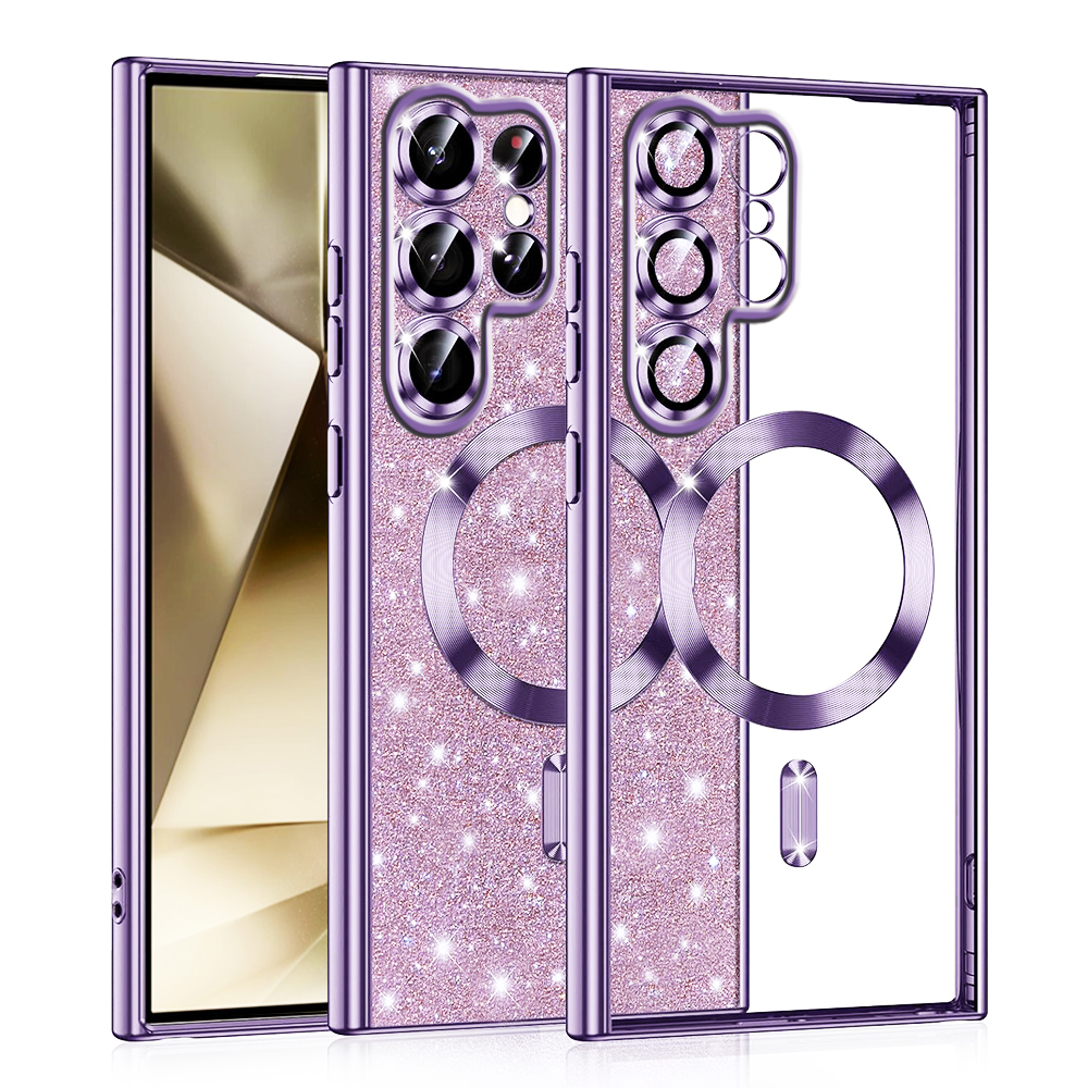 Калъф за Samsung Galaxy S22 Ultra 5G - Techsuit Luxury Glitter MagSafe - Светло лилав