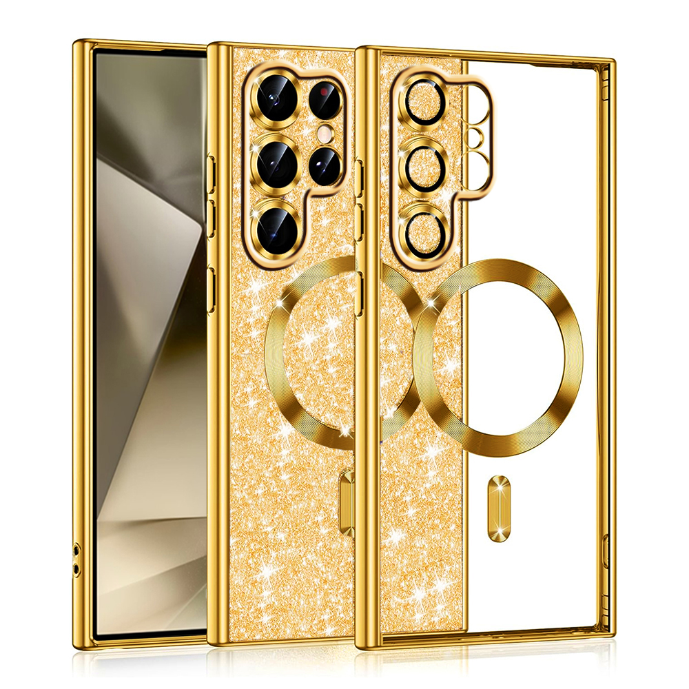 Калъф за Samsung Galaxy S22 Ultra 5G - Techsuit Luxury Glitter MagSafe - Златен