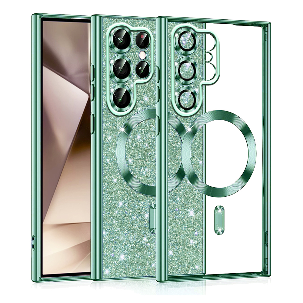 Калъф за Samsung Galaxy S22 Ultra 5G - Techsuit Luxury Glitter MagSafe - Светлозелен