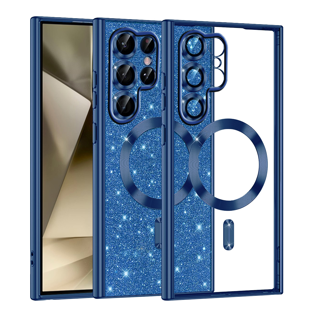 Калъф за Samsung Galaxy S22 Ultra 5G - Techsuit Luxury Glitter MagSafe - Deep Син