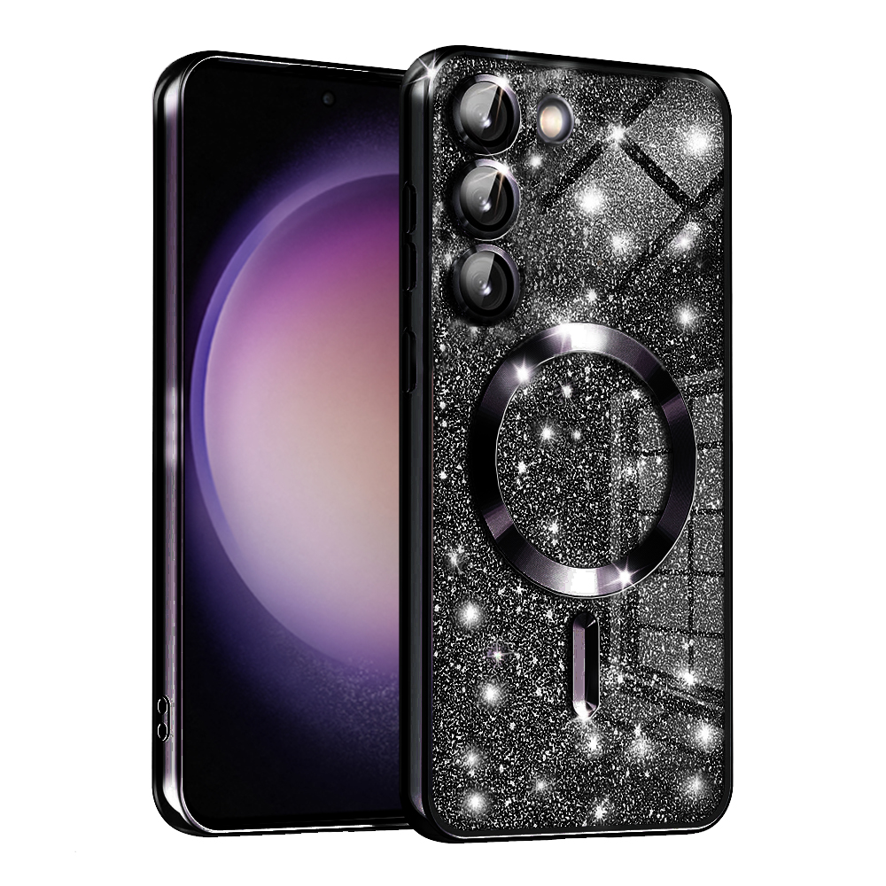 Калъф за Samsung Galaxy S23 Plus - Techsuit Luxury Glitter MagSafe - Черен