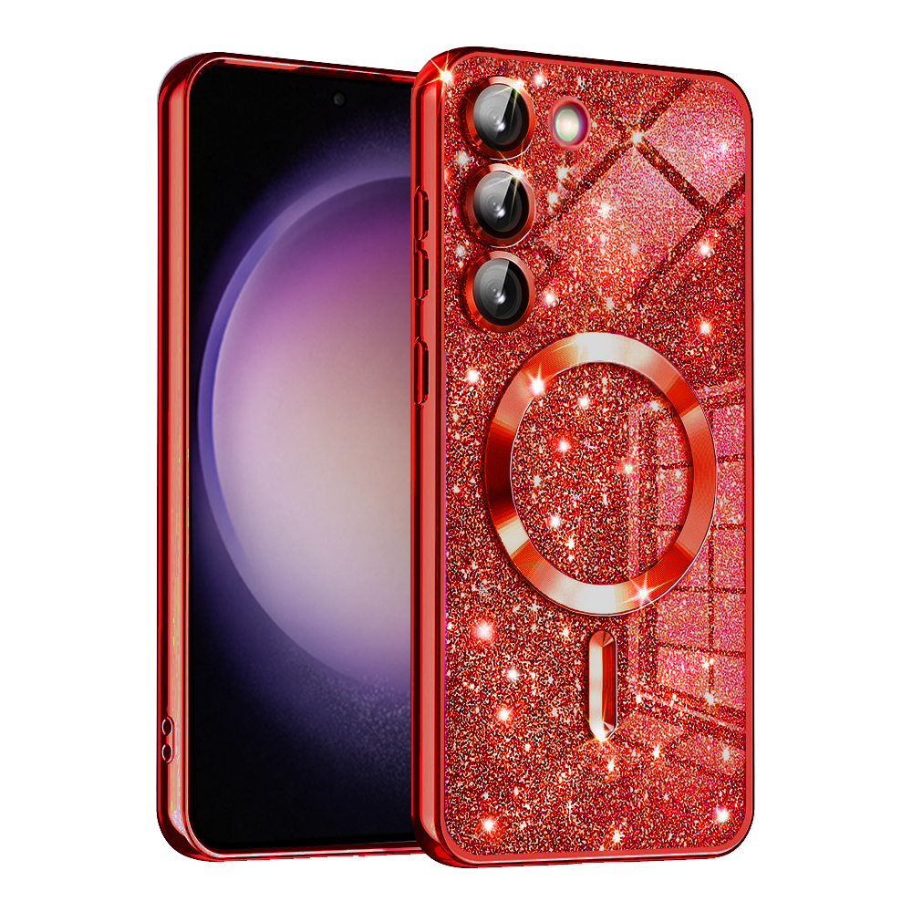 Калъф за Samsung Galaxy S23 - Techsuit Luxury Glitter MagSafe - Червен