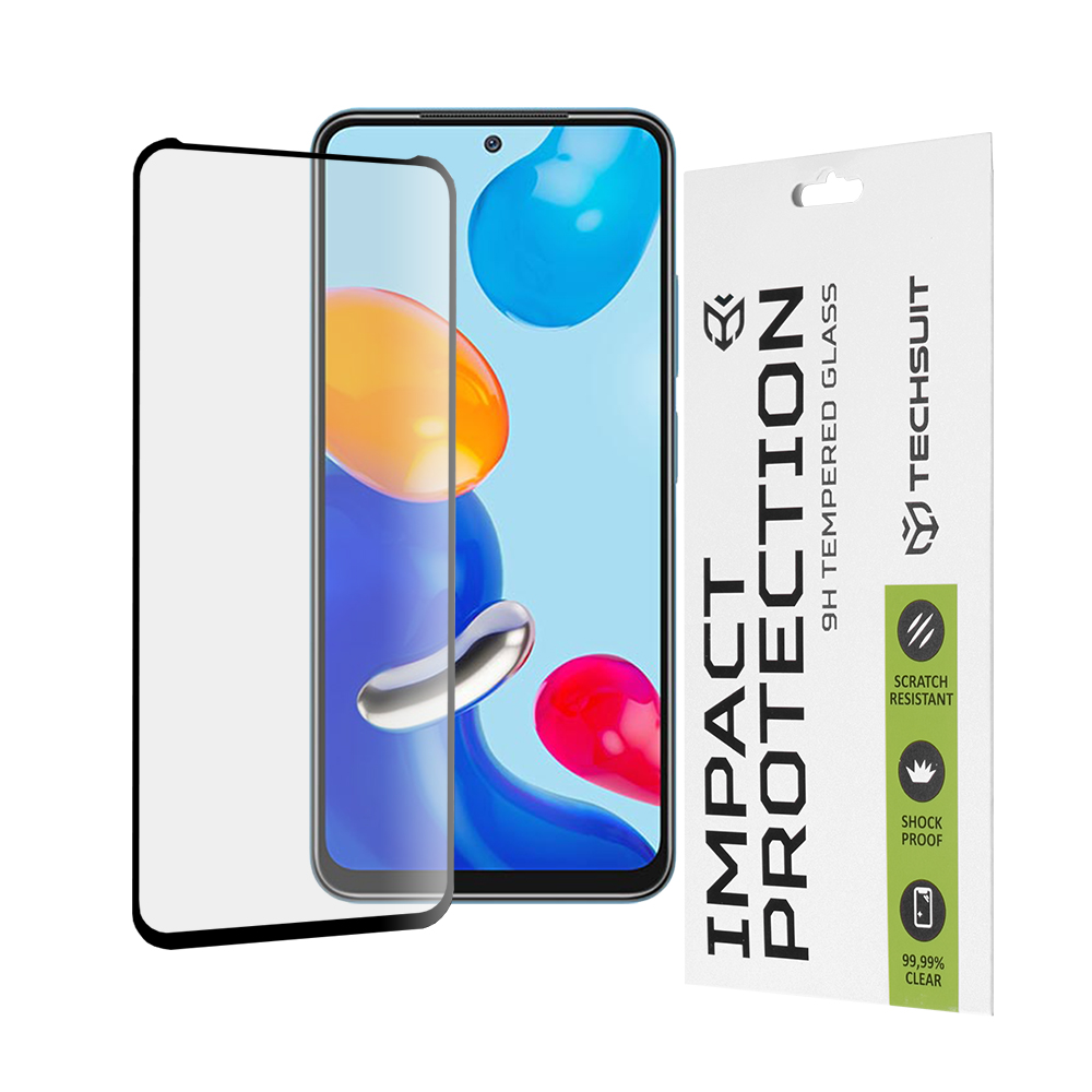 Капак за Xiaomi Redmi Note 11 / Note 11S / Poco M4 Pro 4G - Techsuit 111D Full Cover / Full Glue Glass - Черен