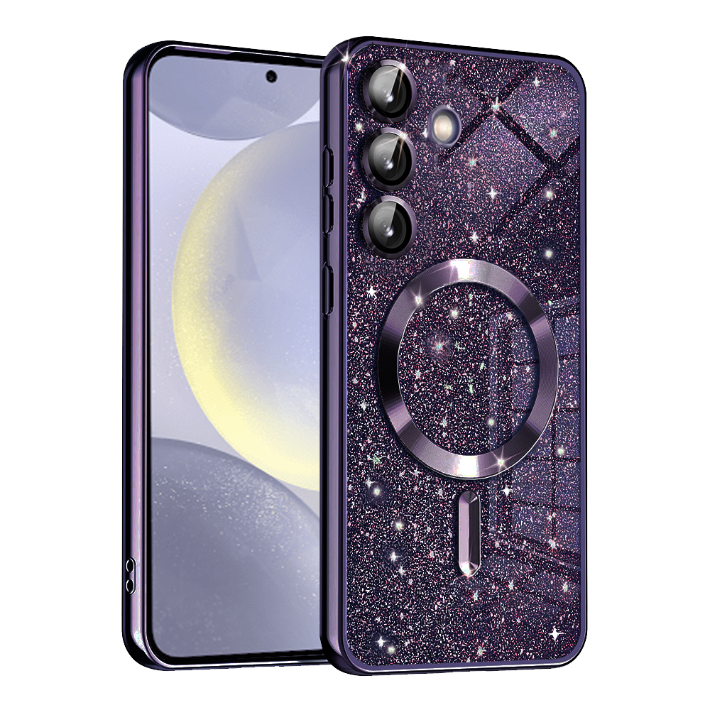 Калъф за Samsung Galaxy S24 - Techsuit Luxury Glitter MagSafe - Deep Лилав