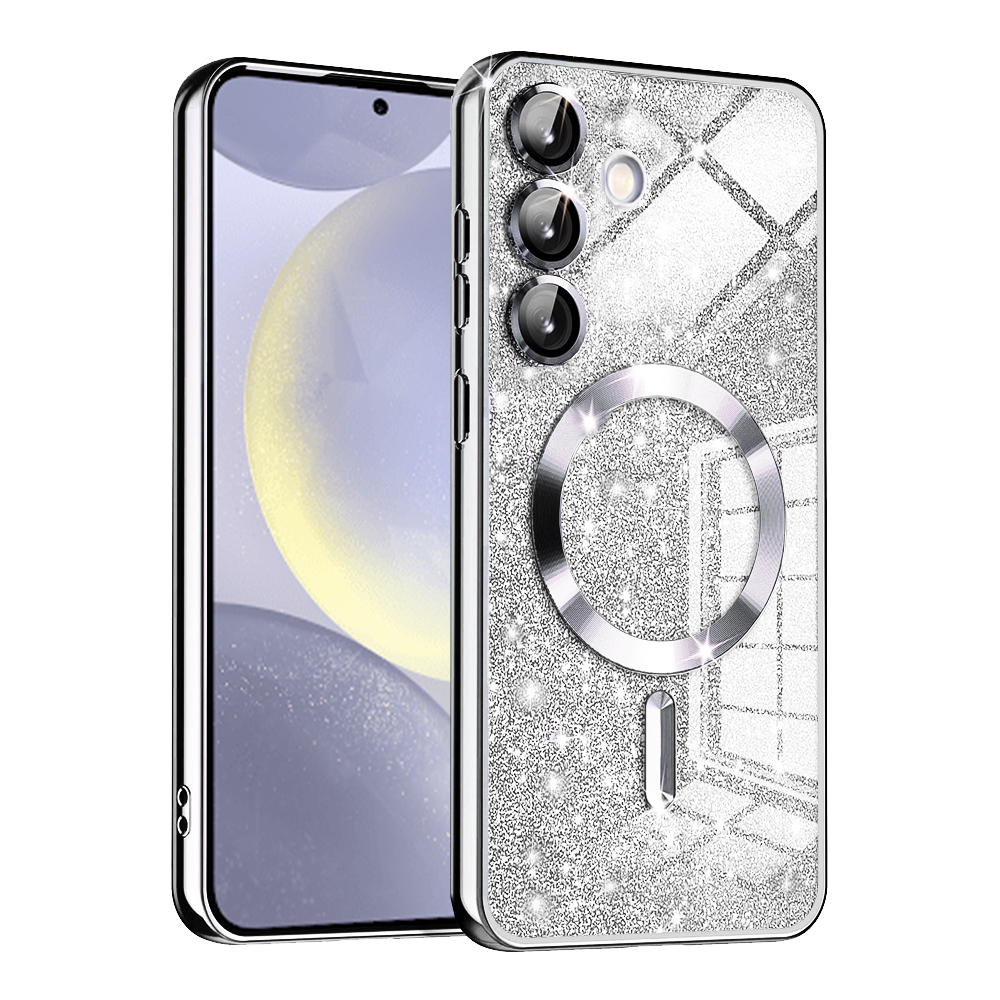 Калъф за Samsung Galaxy S24 Plus - Techsuit Luxury Glitter MagSafe - Сребрист