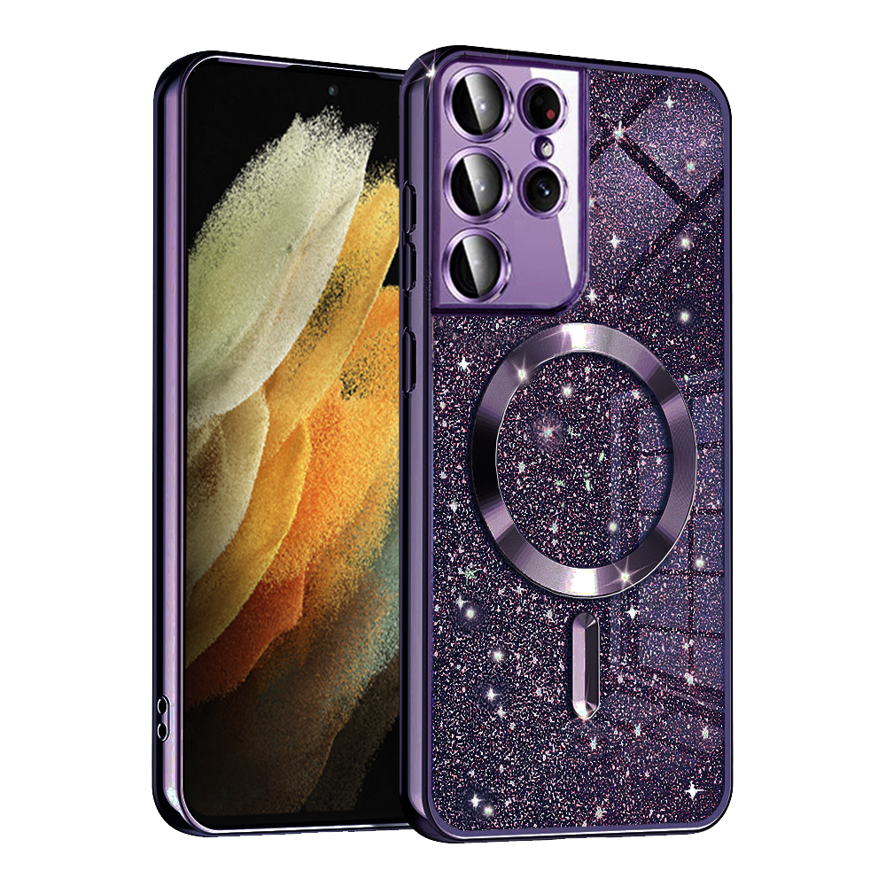 Калъф за Samsung Galaxy S21 Ultra 5G - Techsuit Luxury Glitter MagSafe - Deep Лилав