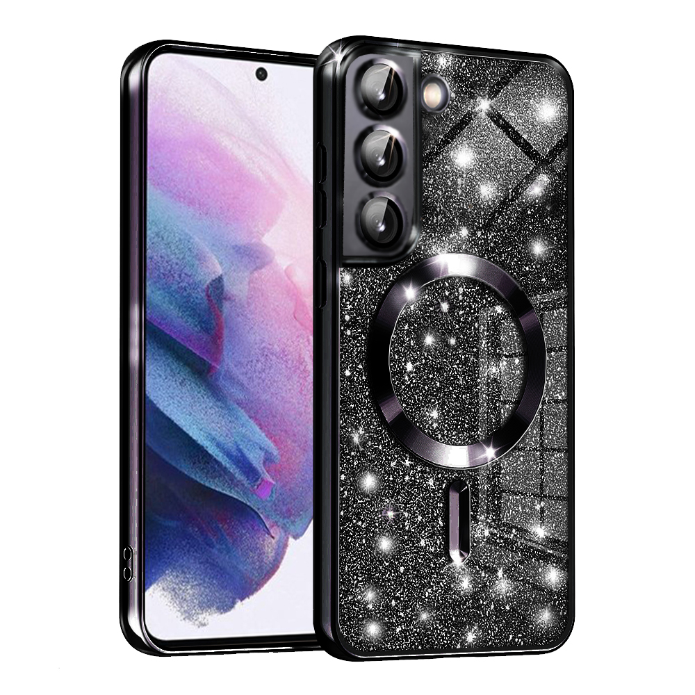 Калъф за Samsung Galaxy S22 5G - Techsuit Luxury Glitter MagSafe - Черен
