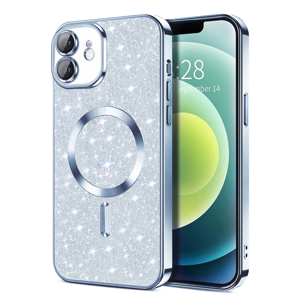Калъф за IPhone 12 - Techsuit Luxury Glitter MagSafe - Светлосин