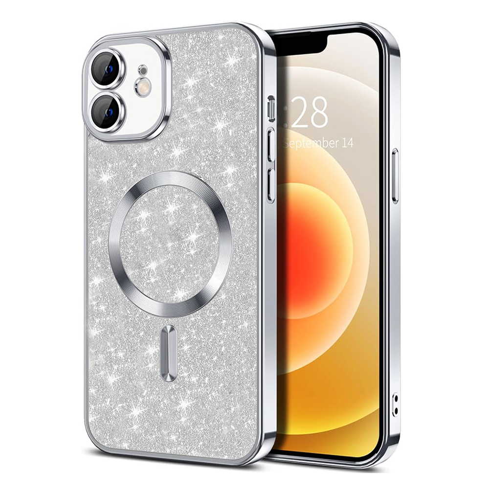 Калъф за iPhone 12 - Techsuit Luxury Glitter MagSafe - Сребрист
