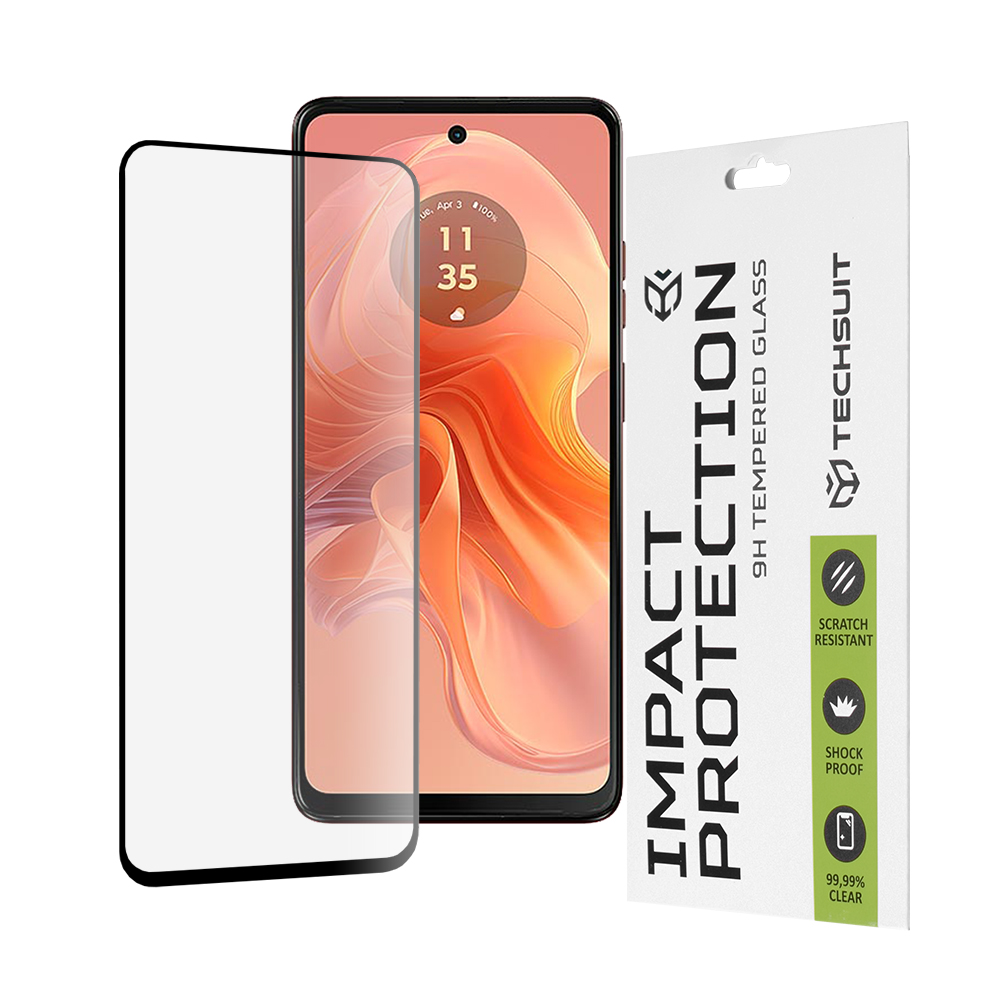 Калъф за Motorola Moto G04 / G04s / Moto G24 / Moto G24 Power / Moto E14 - Techsuit 111D Full Cover / Full Glue Glass - Черен