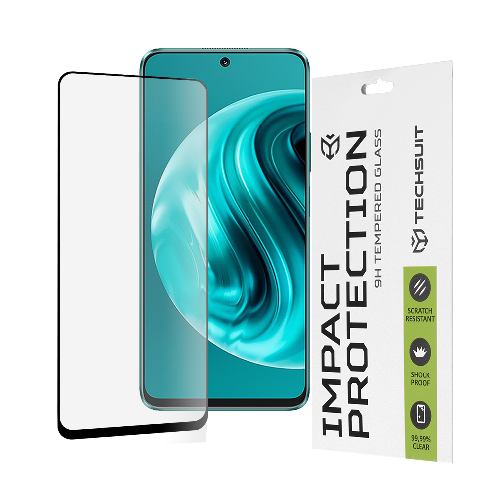 Капак за Huawei nova 12i / 13i - Techsuit 111D Full Cover / Full Glue Glass - Черен