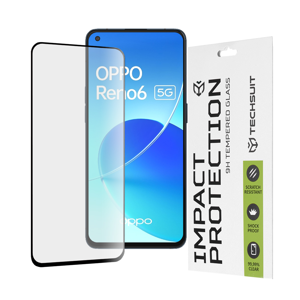 Калъф за Oppo Reno6 5G - Techsuit 111D Full Cover / Full Glue Glass - Черен