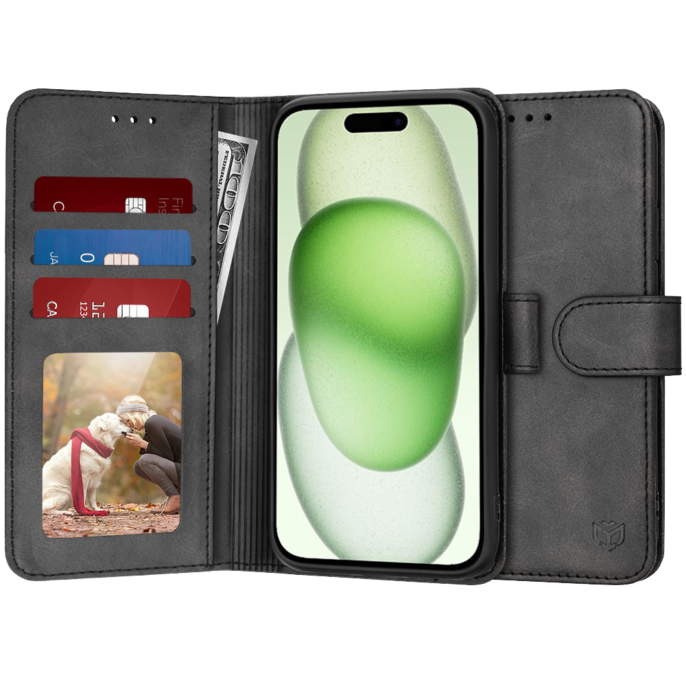 Калъф за iPhone 15 Plus - Techsuit Diary Book - Черен