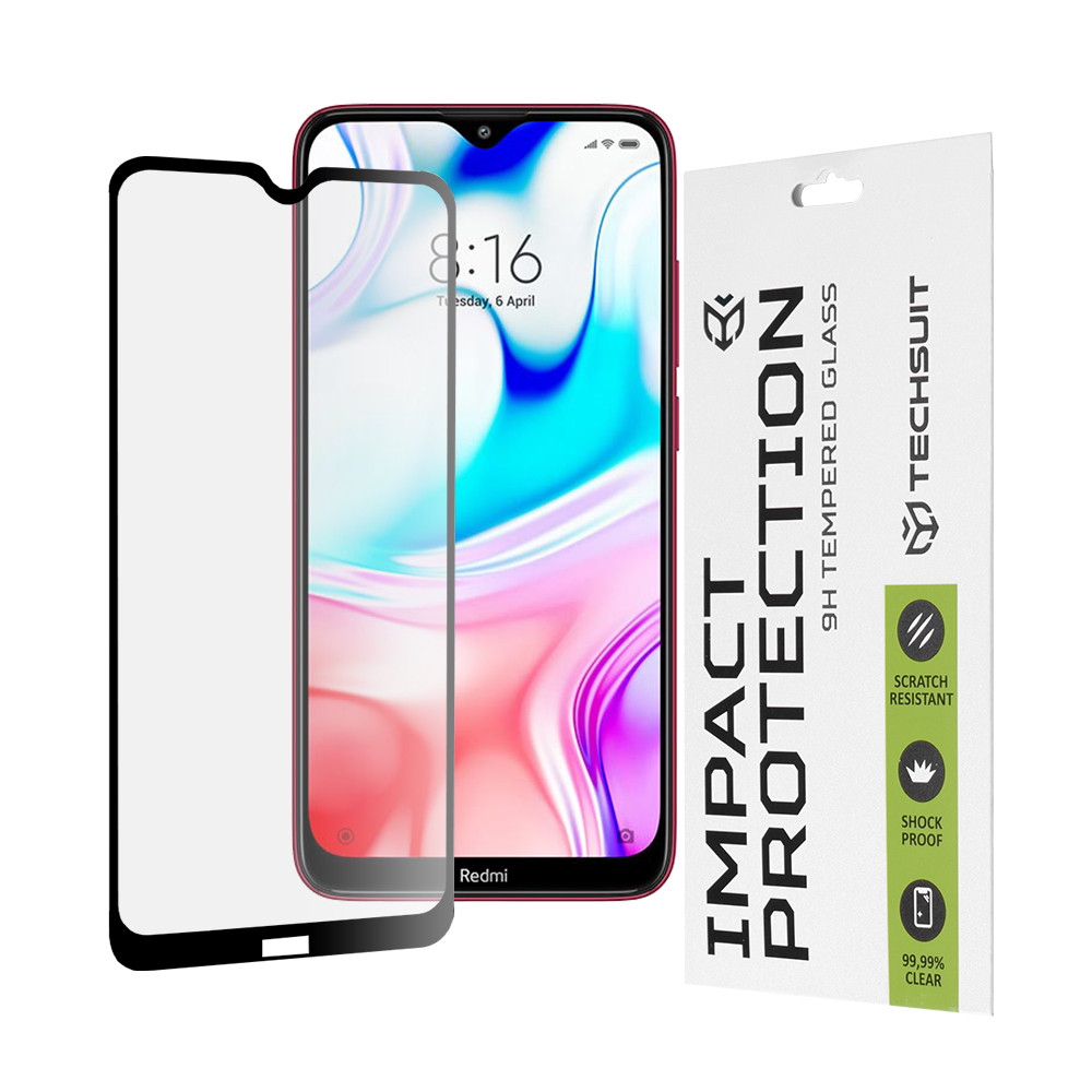 Калъф за Xiaomi Redmi 8 / Redmi 8A - Techsuit 111D Full Cover / Full Glue Glass - Черен
