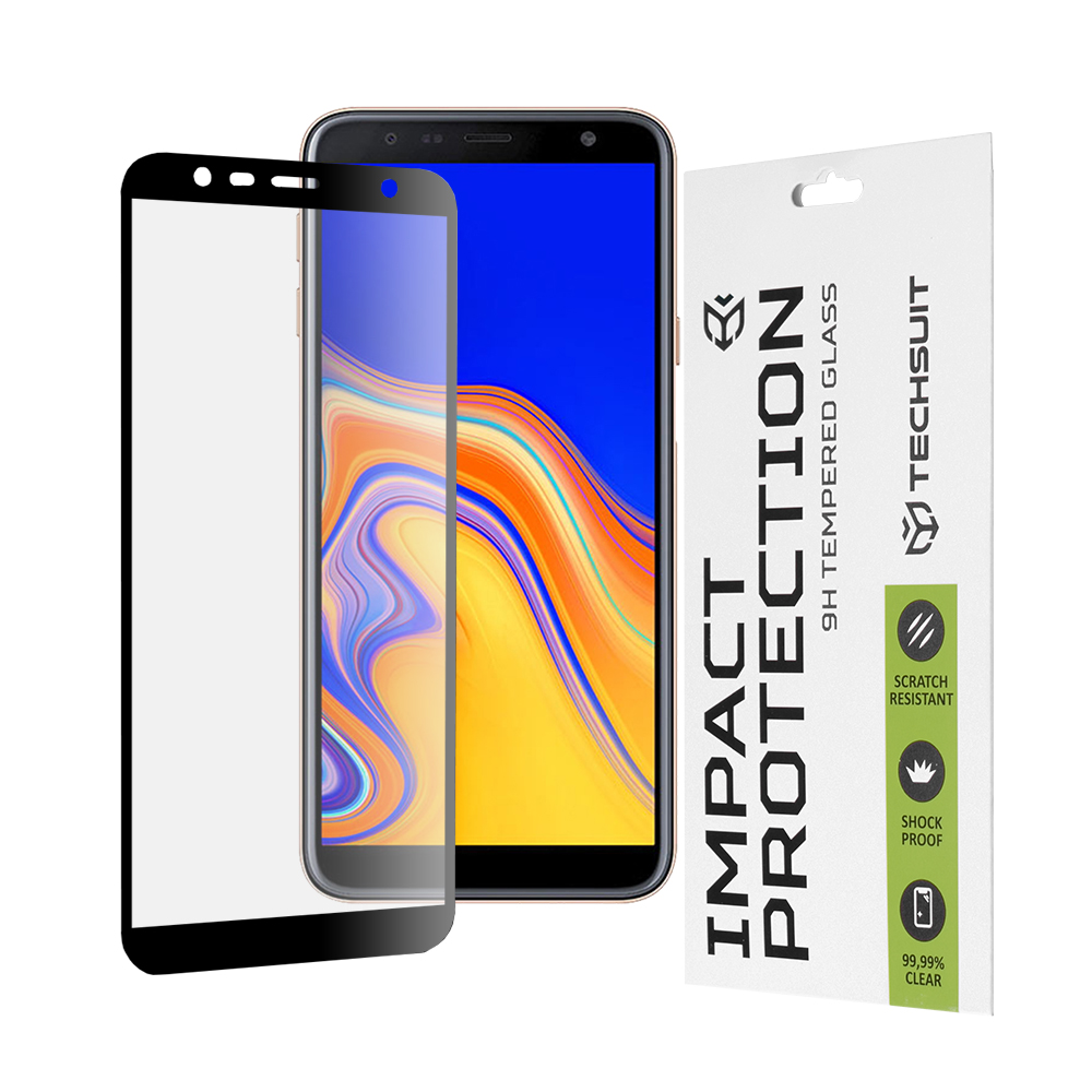 Капак за Samsung Galaxy J4 Plus / J6 Plus - Techsuit 111D Full Cover / Full Glue Glass - Черен