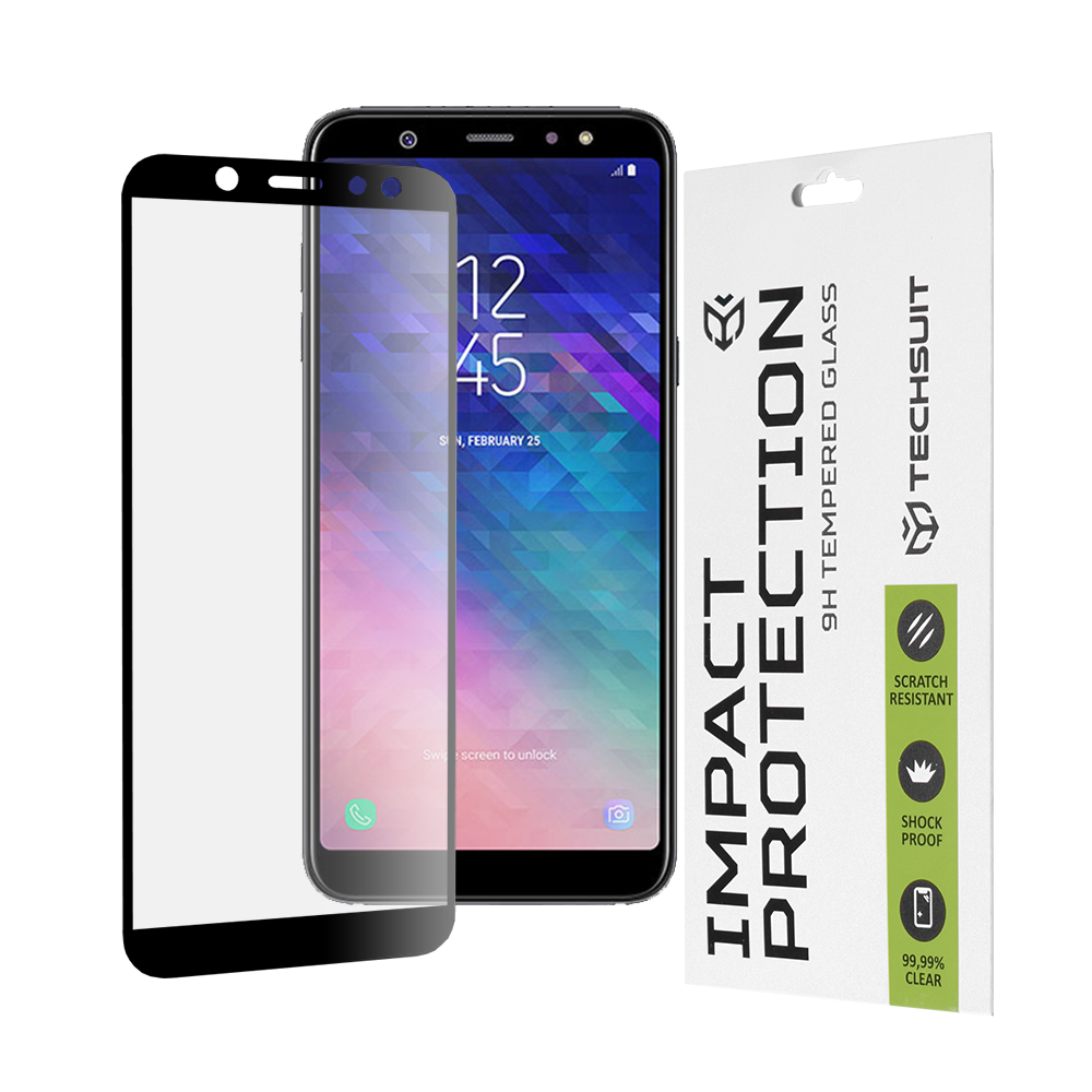Капак за Samsung Galaxy A6 2018 - Techsuit 111D Full Cover / Full Glue Glass - Черен