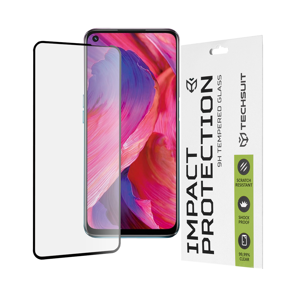 Капак за Oppo A54 5G / A74 5G / OnePlus Nord N200 5G - Techsuit 111D Full Cover / Full Glue Glass - Черен