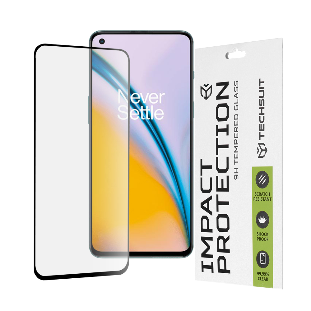 Фолио за OnePlus Nord CE 5G / Nord 2 5G / Nord 2T - Techsuit 111D Full Cover / Full Glue Glass - черно