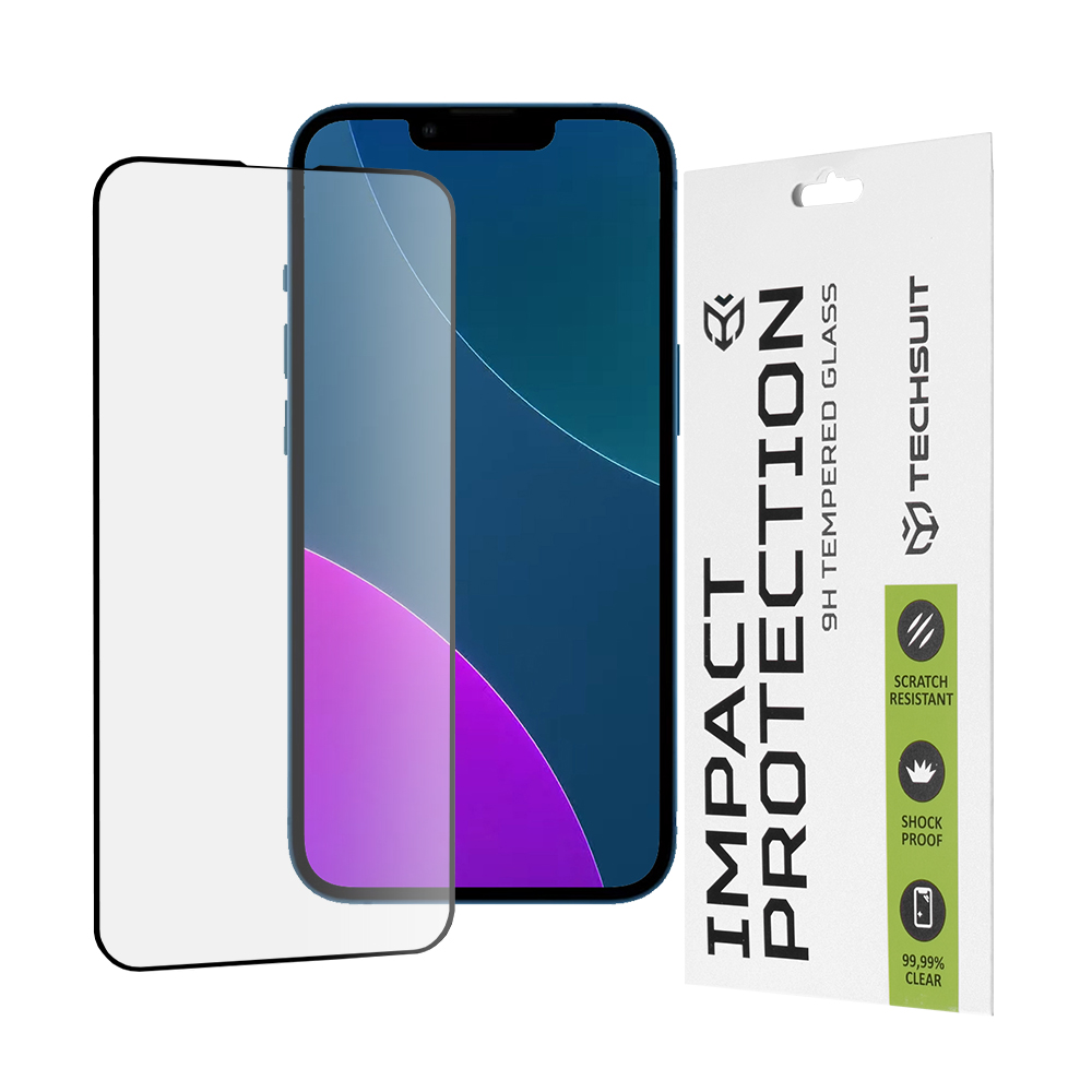 Калъф за iPhone 13 mini - Techsuit 111D Full Cover / Full Glue Glass - Черен