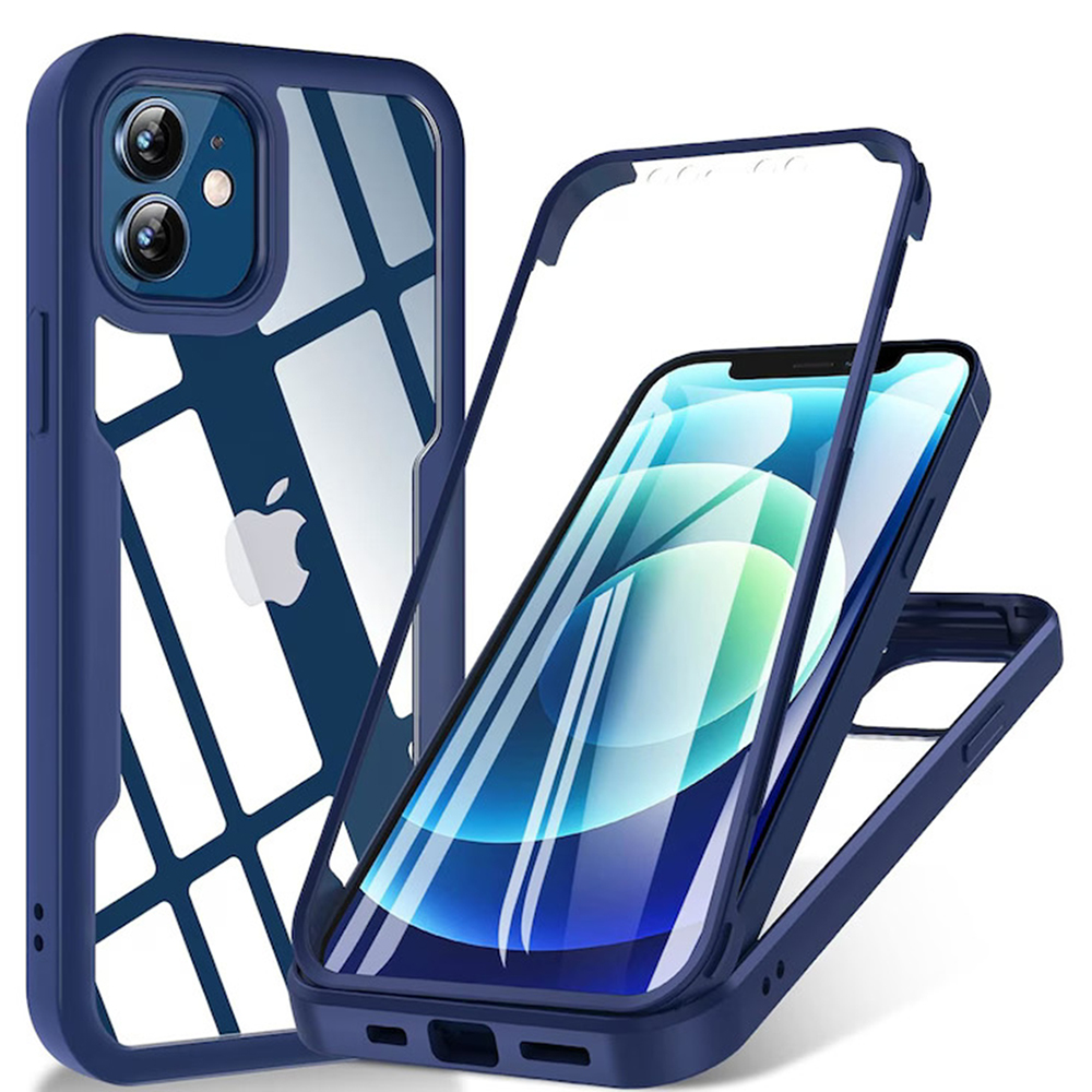 Калъф за iPhone 12 + калъф - Techsuit ColorVerse 360 Series - Син