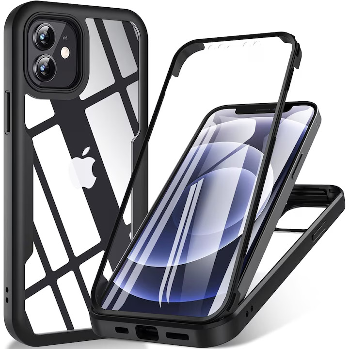 Калъф за iPhone 12 + калъф - Techsuit ColorVerse 360 Series - Черен