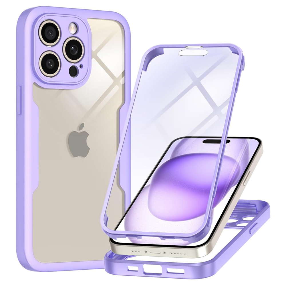 Калъф за iPhone 15 Pro Max + капак - Techsuit ColorVerse 360 Series - Лилав