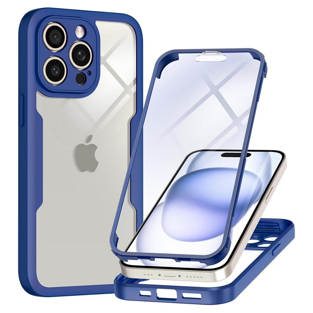Калъф за iPhone 14 Pro Max + капак - Techsuit ColorVerse 360 Series - Син