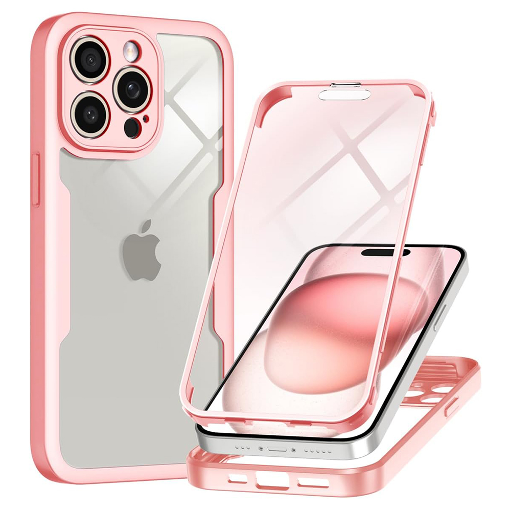 Калъф за iPhone 14 Pro + капак - Techsuit ColorVerse 360 Series - Розов