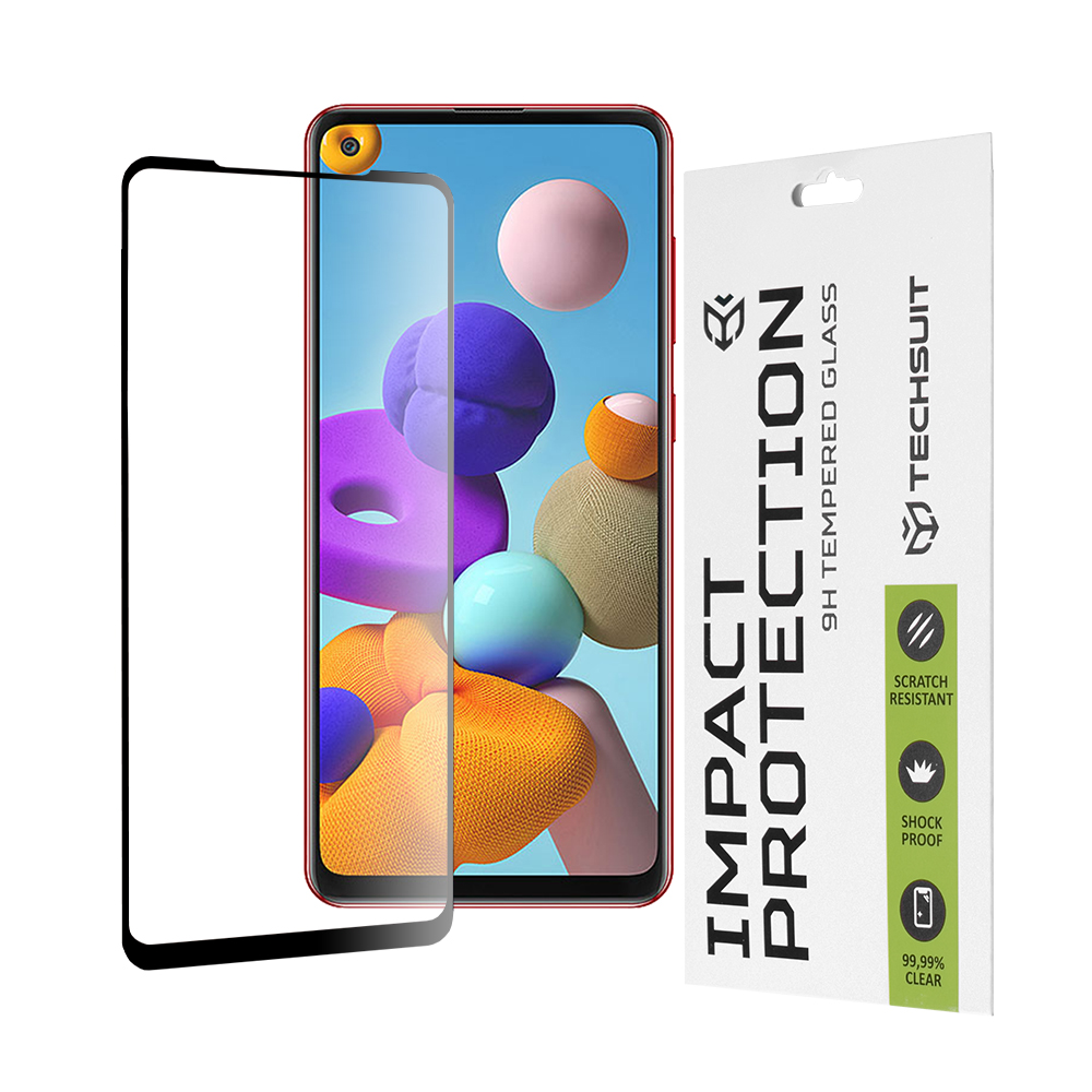 Капак за Samsung Galaxy A21s / A21 - Techsuit 111D Full Cover / Full Glue Glass - Черен