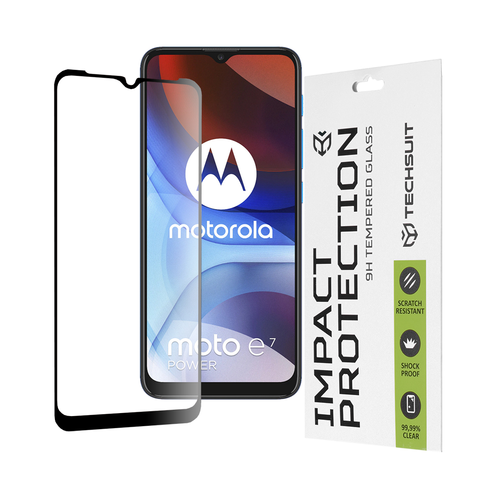 Капак за Motorola Moto Moto E7 Power / Moto E7i Power - Techsuit 111D Full Cover / Full Glue Glass - Черен